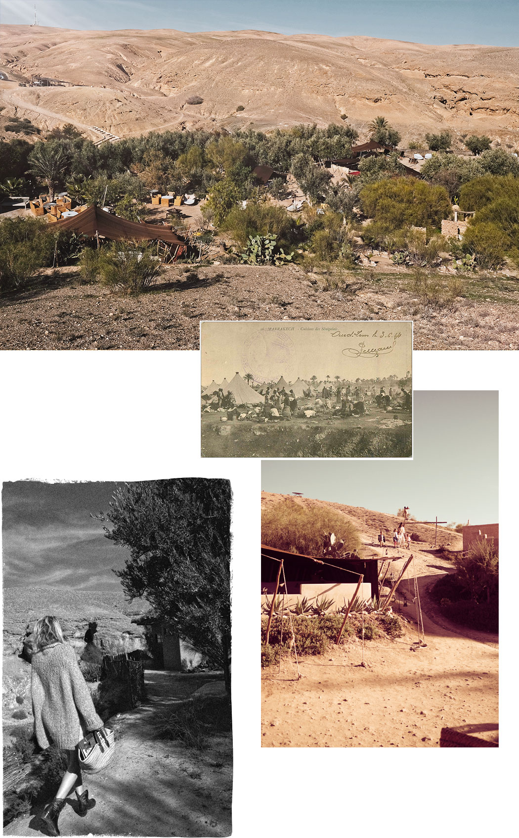 Images historiques de vacances dans des tentes de camp dans le désert de Marrakech – La Pause, Maroc